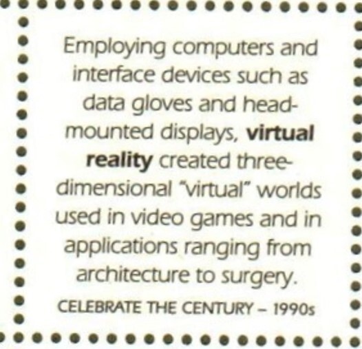 US Postage Stamp Computer Virtual Reality Introduced Celebrate the Century 1990