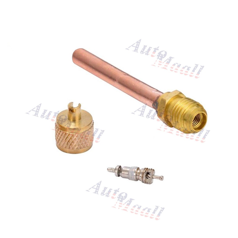 10pc Service Access Valve 1/4" SAE *1/4 OD *2.75" Stem Core AC Refrigeration Kit