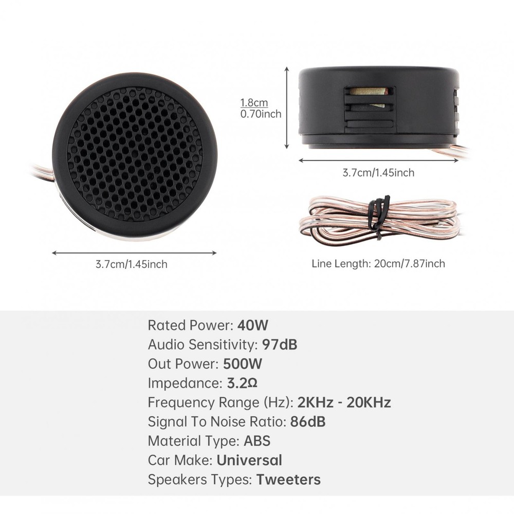2Pack Car Audio System Tweeters 500W High Efficiency Mini Dome Frequency Tweeter