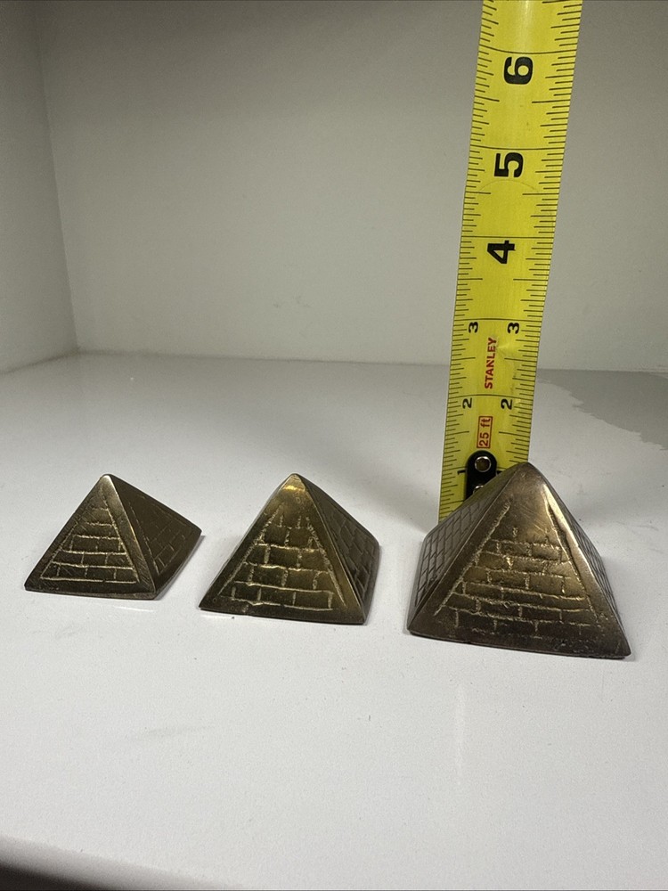 Vintage Solid Brass Egyptian Pyramids, Stackable, Set of Three