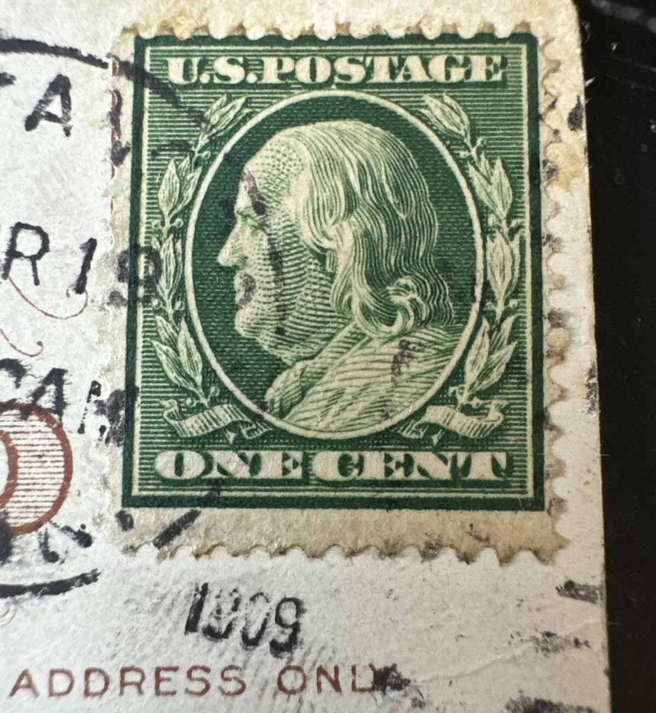 Benjamin Franklin Green One 1 Cent U.S. Stamp (Extremely Rare )  .