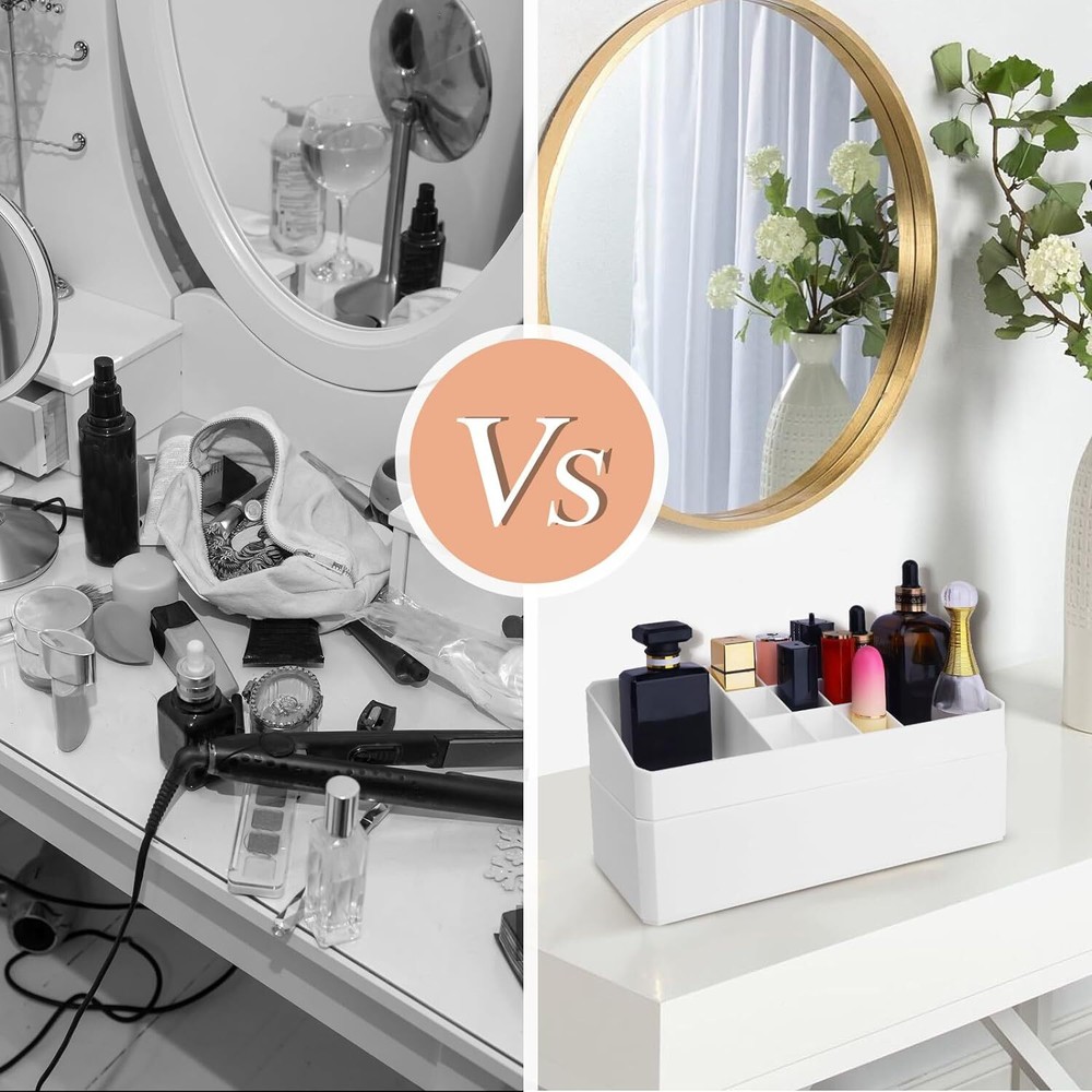 Vanity Makeup Organizer, Countertop Organizer with Makeup Brush Holder