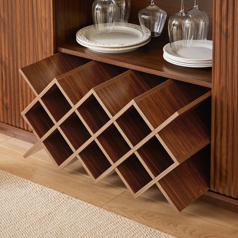 58" Sideboard Buffet Storage Cabinet Console Table, Wine Rack Adjustable Shelves
