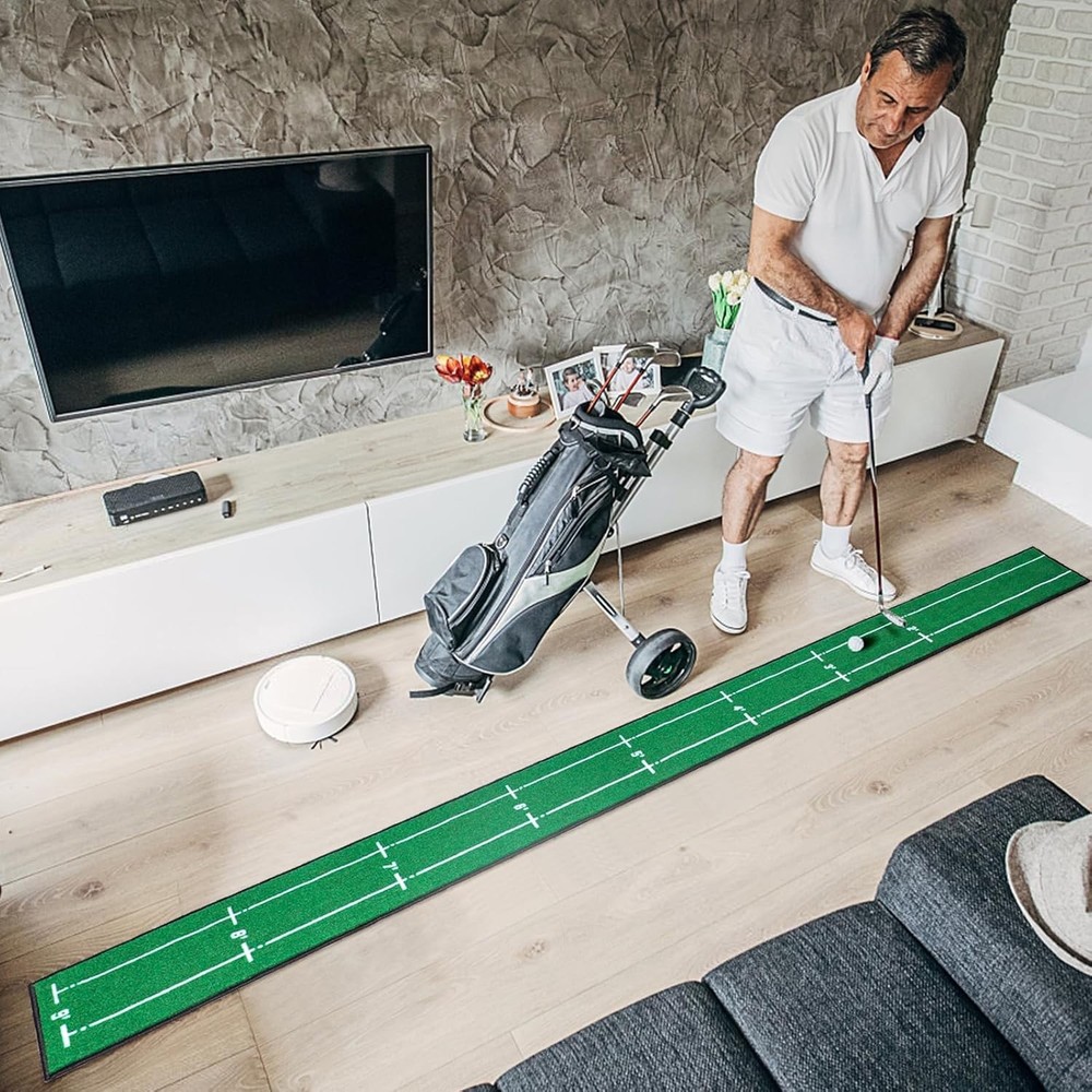 Durable Golf Putting Mat with Distance Markers - Ideal for Skill Improvement