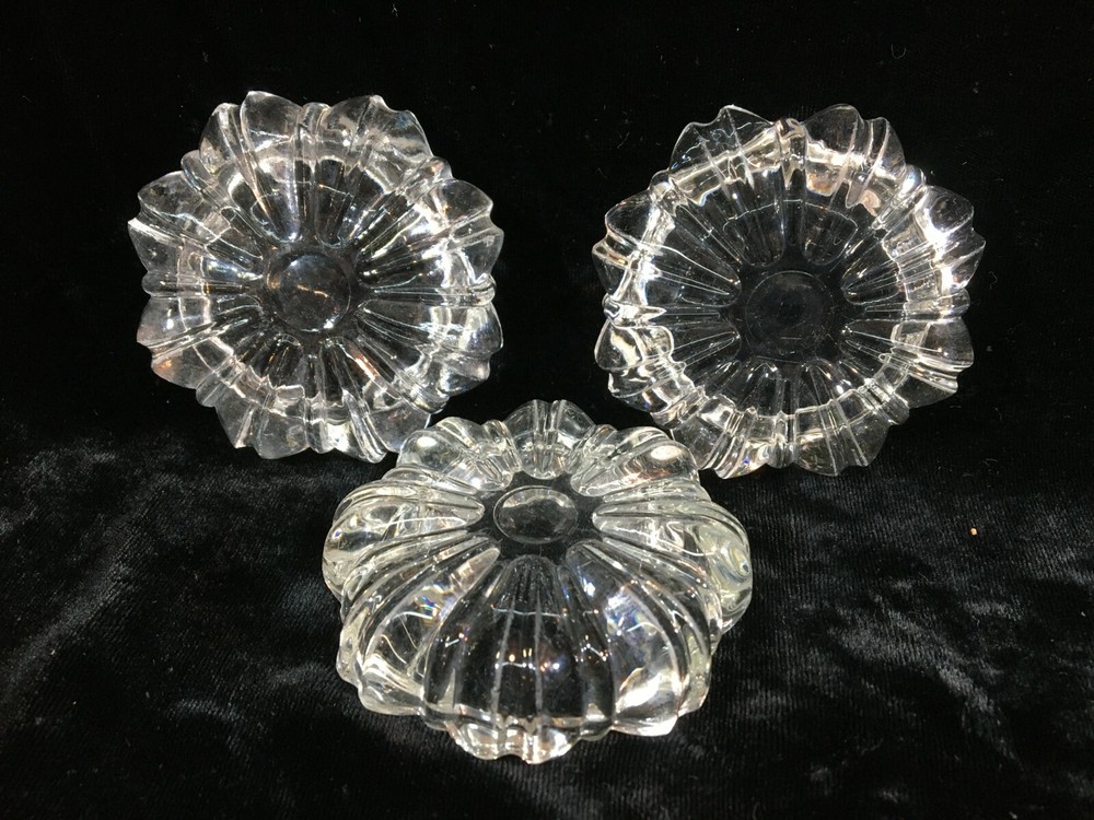 3 Hazel Atlas Clear Fluted Round Ashtrays
