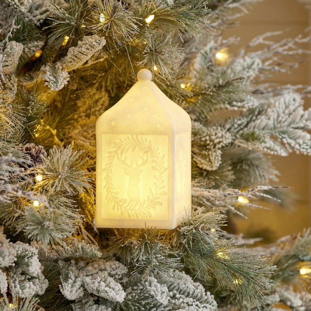 Holiday Deer Pendant Lantern 9"H