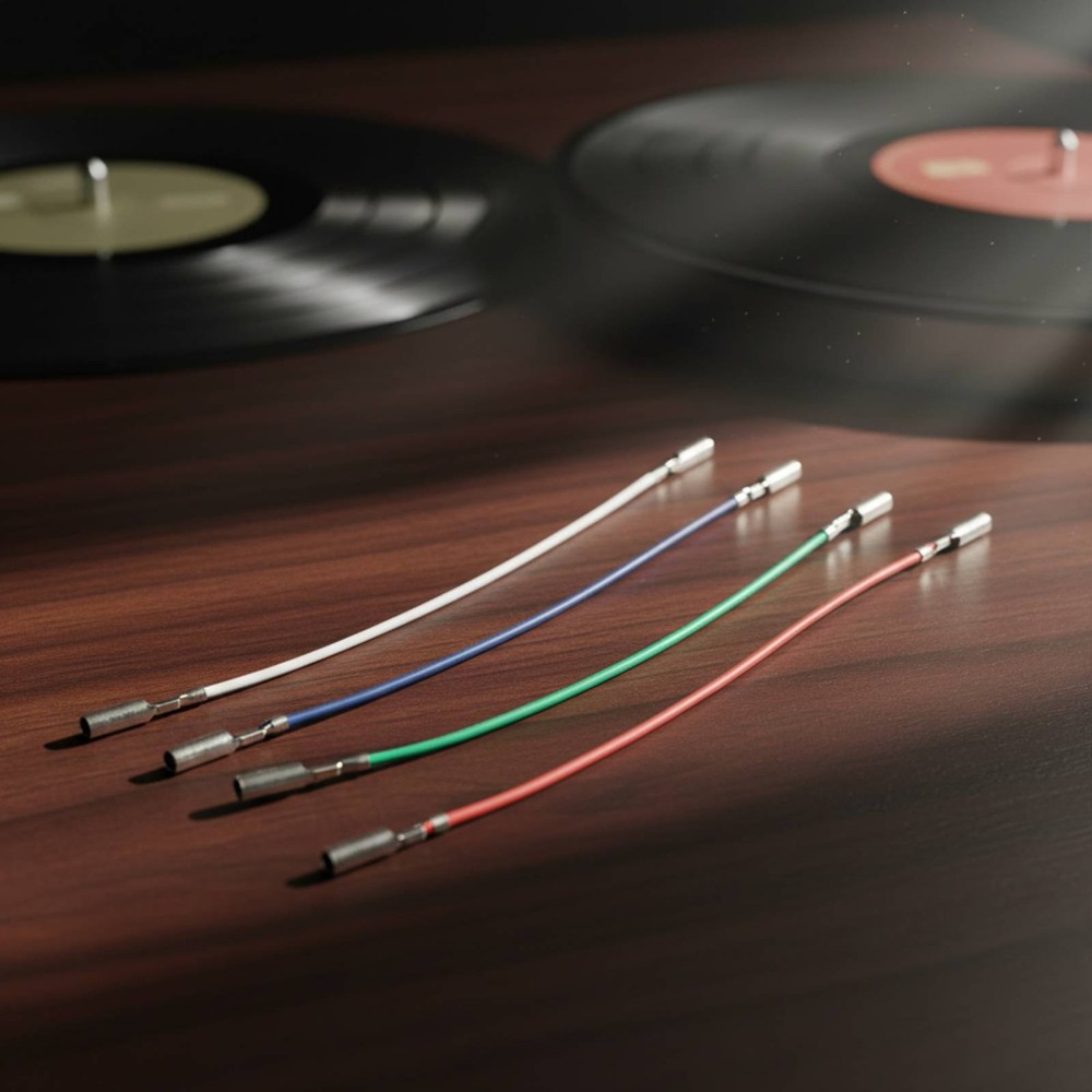 4 Pieces Turntable Headshell Leads Color-Coded Phono Tip Connection Cables