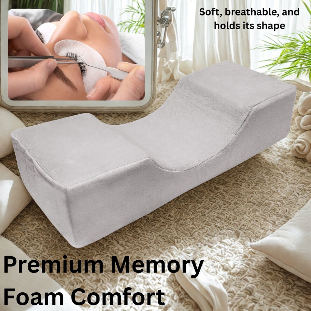 Grey Memory Foam Lash Pillow U-Shaped Neck Support & Storage Variation