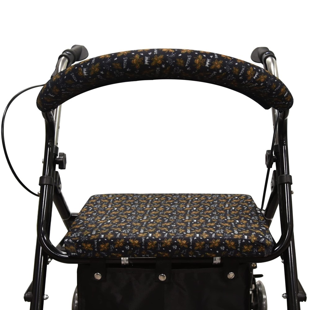 Unisex Rollator Walker Seat and Backrest Rollbar Covers Medium, Black Bee