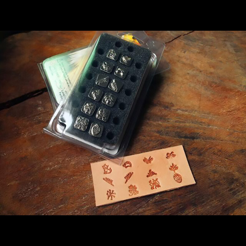 leather craft 12pcs flowers and birds pattern Stamp Tool with handle set