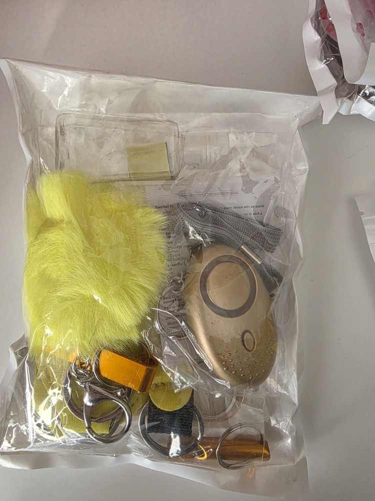 Personal Alarm Keychain Set Multicolor with Keyring, Whistle, Flash Light