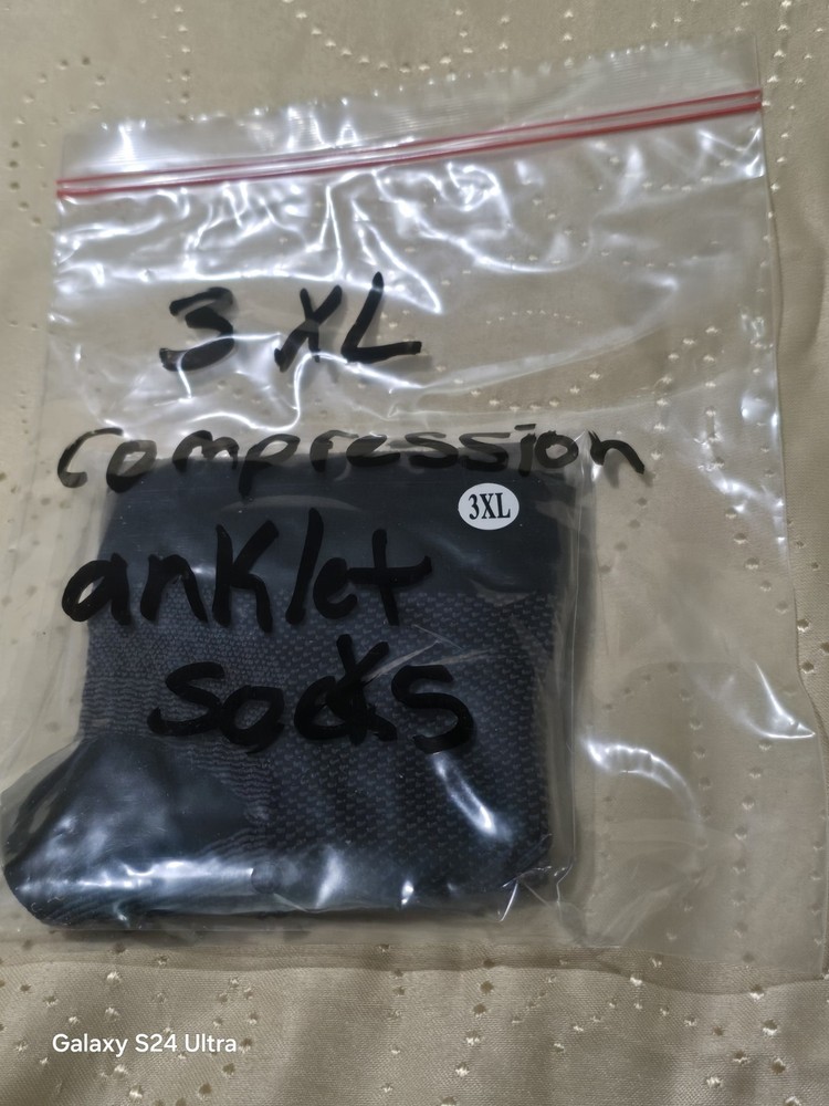 Compression Socks ONE Pair 3XL Black Low CUT Ankle Support