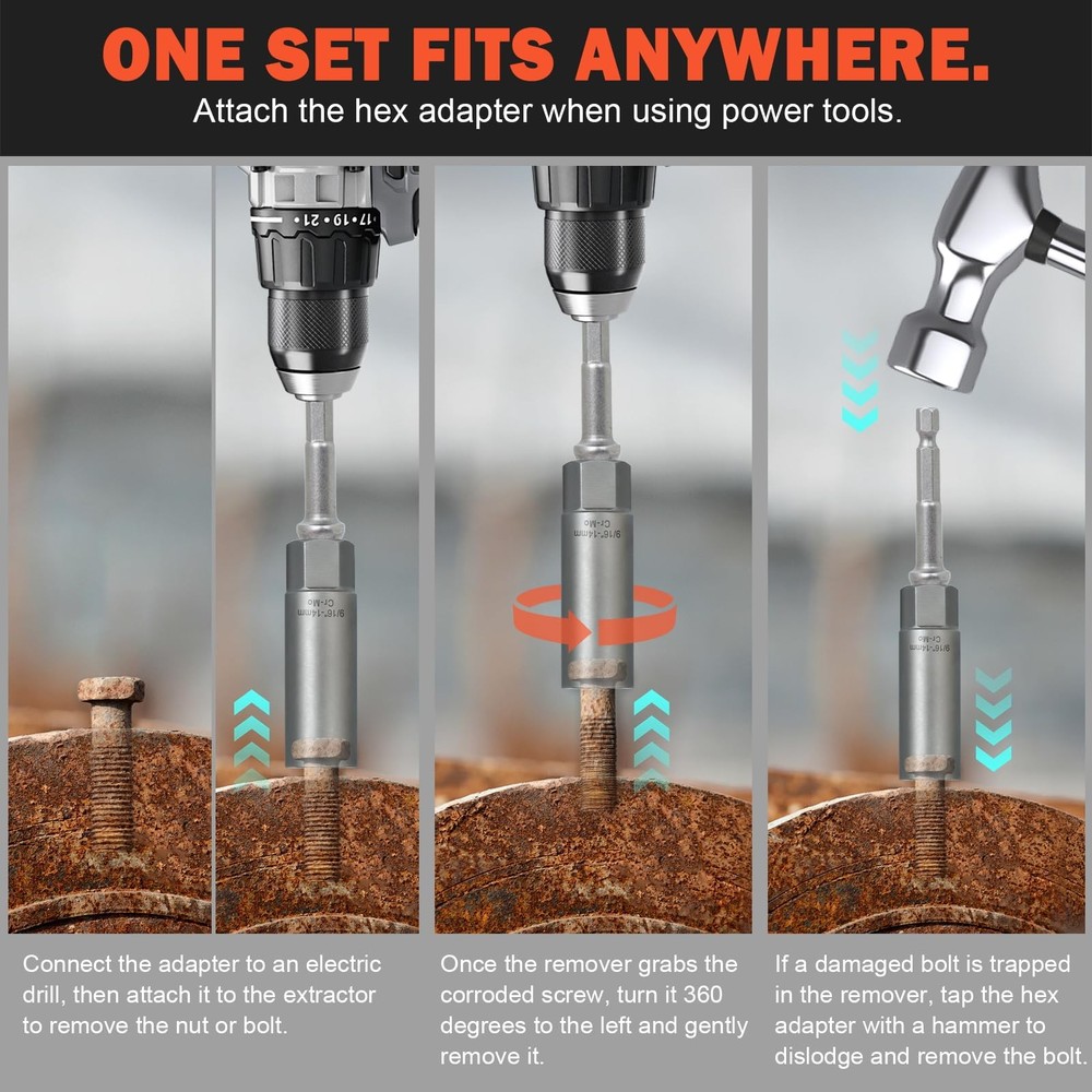 5PCS Deep Bolt Extractor Kit, Easy Out Spark Plug Socket Set, Ez...