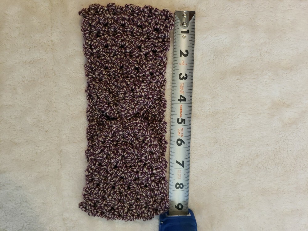 Maroon & light grey neck-warmer& Matching Headband.