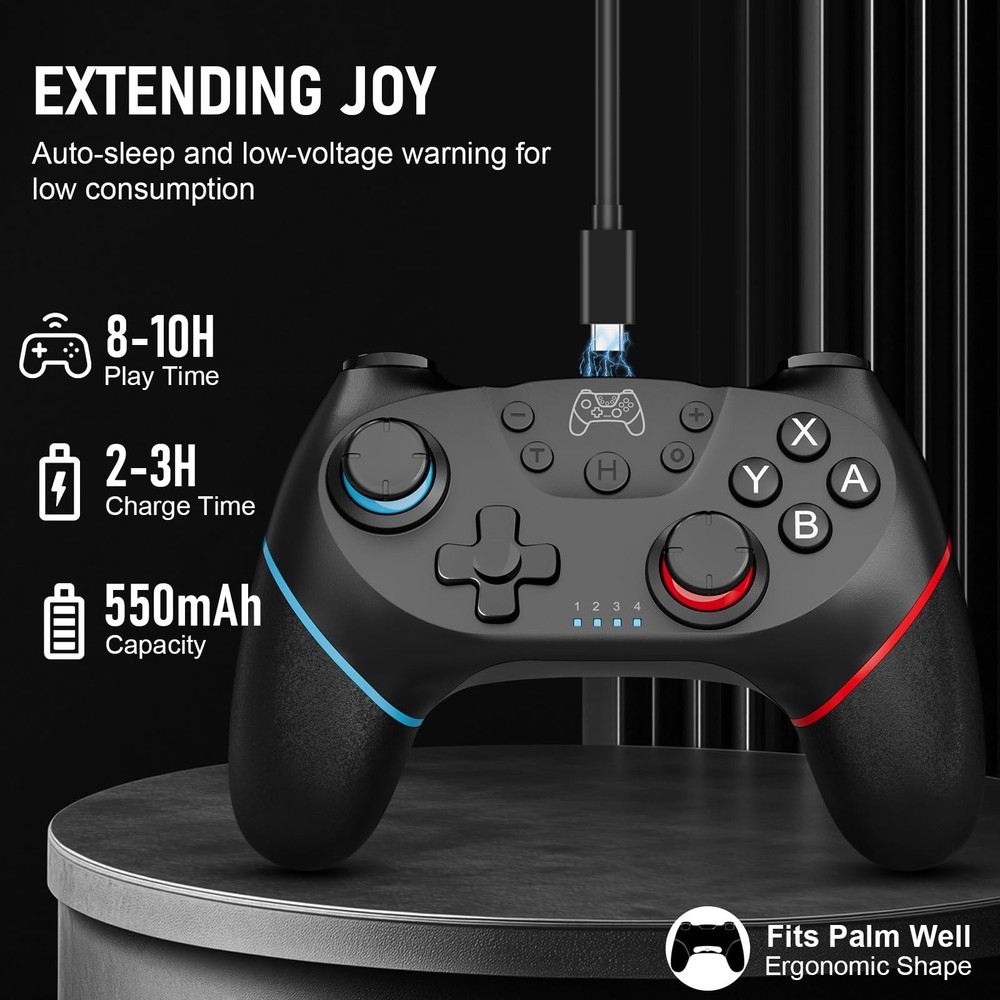 Diswoe Switch Controllers, 2 Pack Wireless Pro Controller for black and blue