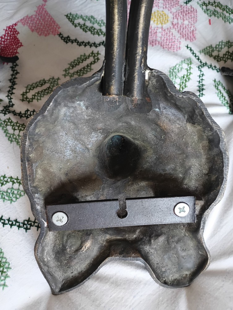 Pair Of Cast Iron Wolf Head Wall Sconces. Pair Double Sconce