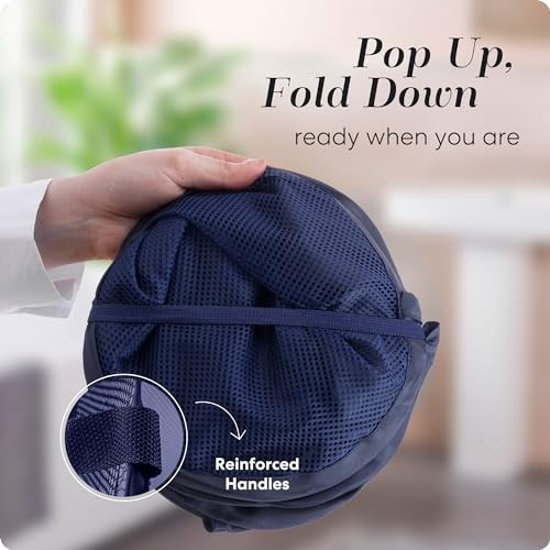 Collapsible Mesh Foldable Hamper 14" x 14' x 24" Navy Blue