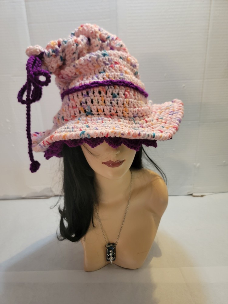 Handmade Crochet Pink Wizard Hat