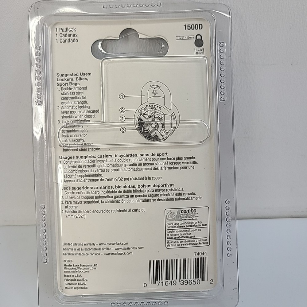 Master Lock Padlock Combination Lock Anti-Shim 3-Digit Lock #1500D (2-PACK )