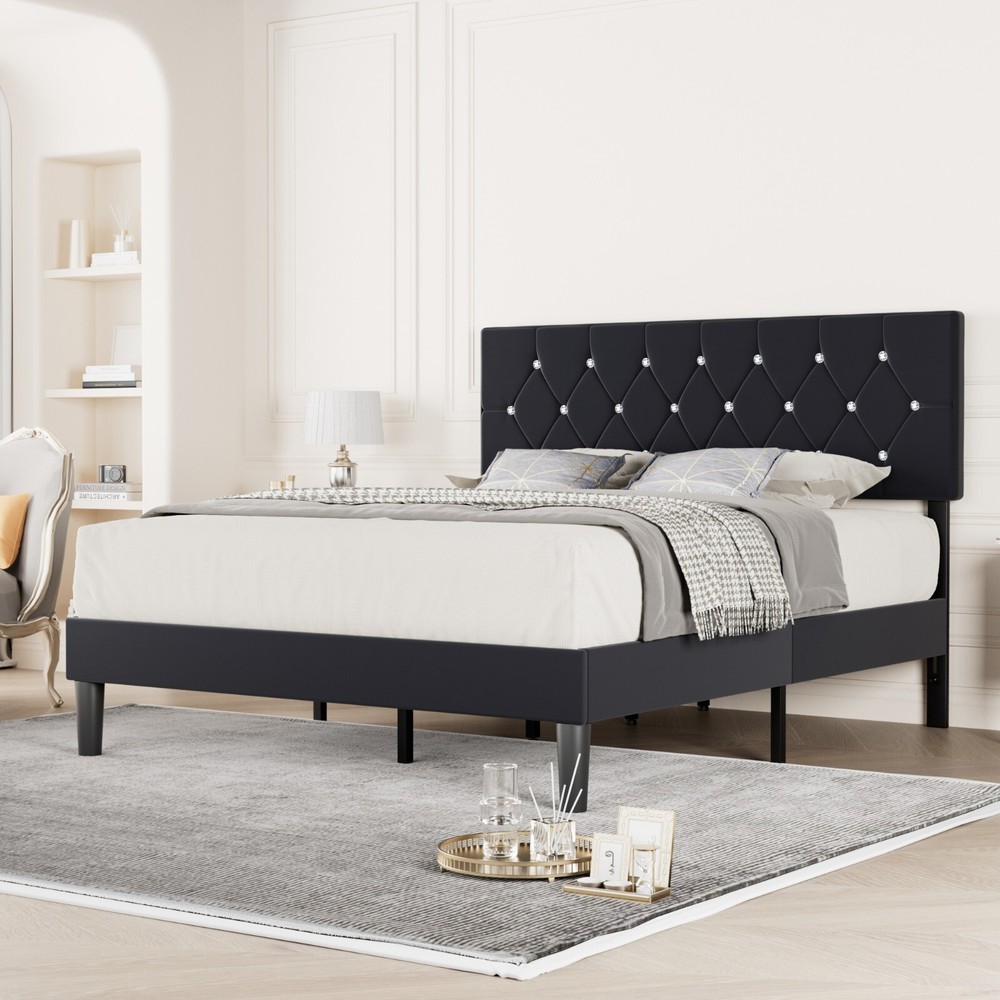 Queen King Size Headboard Only Velvet Button Tufted Upholstered Adjustable Bed