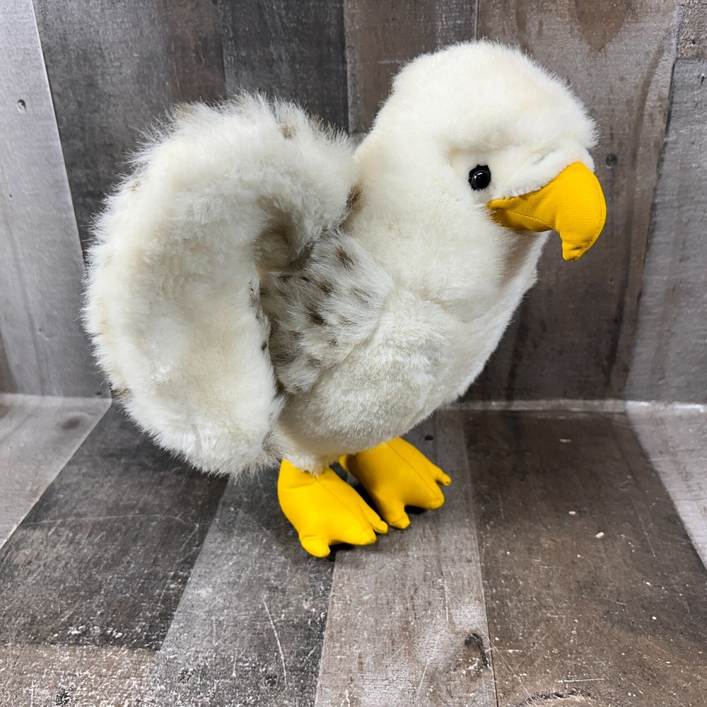 White Spotted Plush Bird - Eagle, Falcon, Owl - Poseable