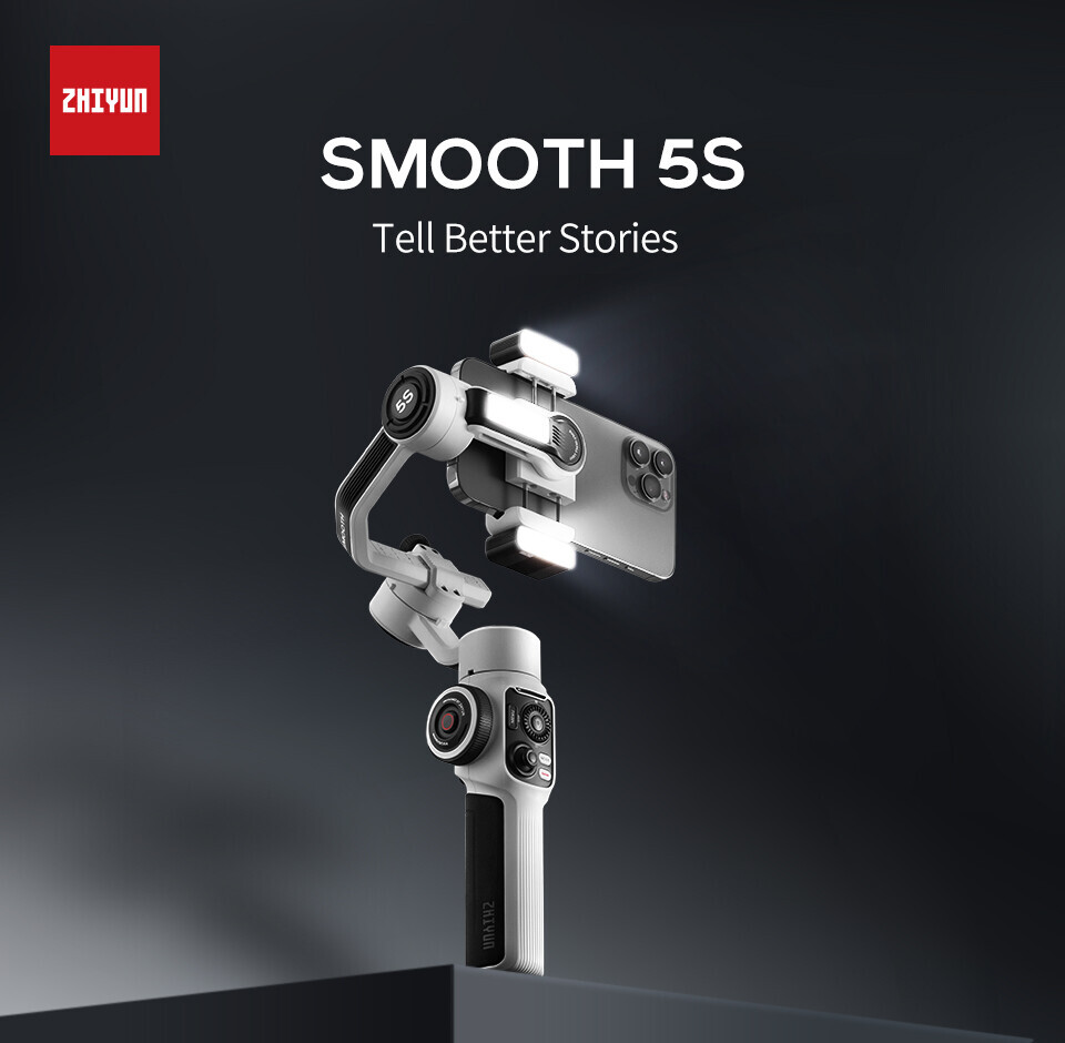 ZHIYUN Smooth 5S Combo, 3-Axis Gimbal Stabilizer with Light for iPhone Android