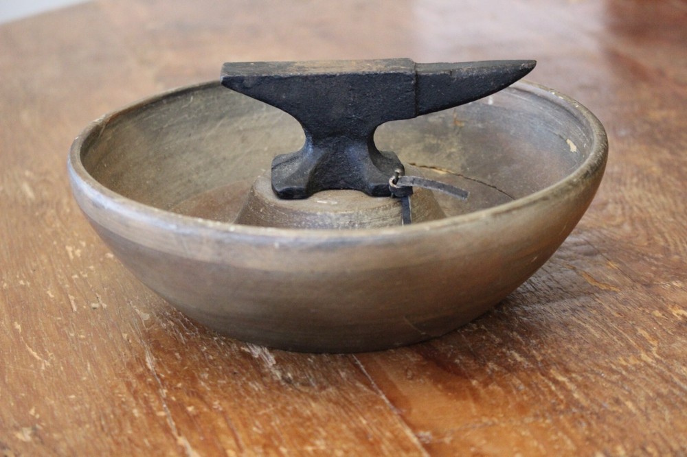 Vintage Wooden Nut Bowl With Anvil Nutcracker