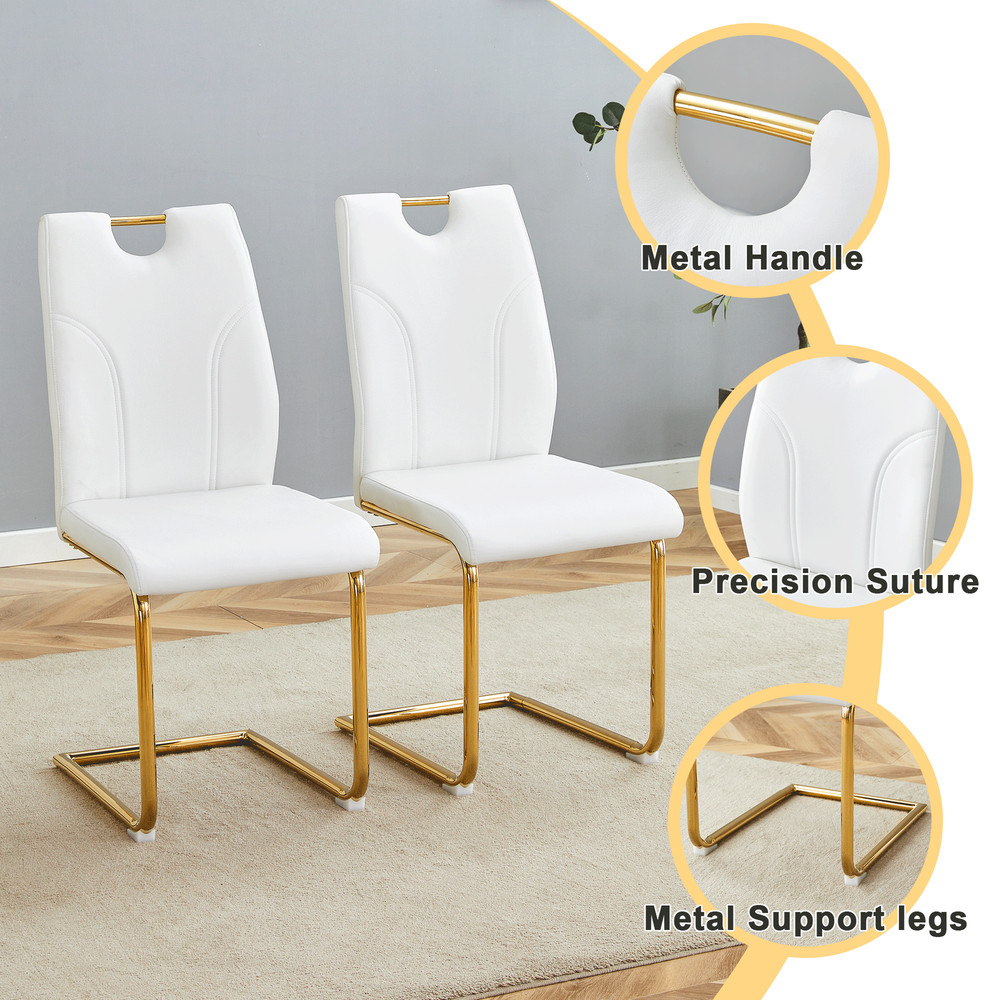White PU Dining Chair Set.Uniquely designed white dining chairs. PU material,