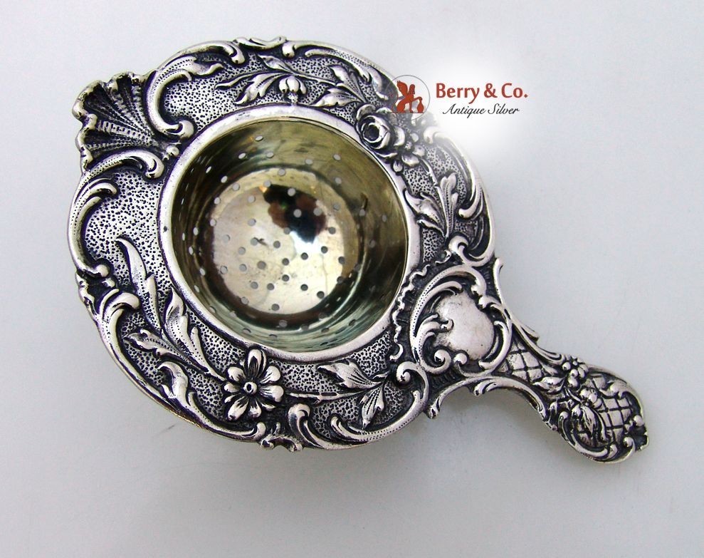 Dutch Tea Strainer 833 Solid Silver 1890s