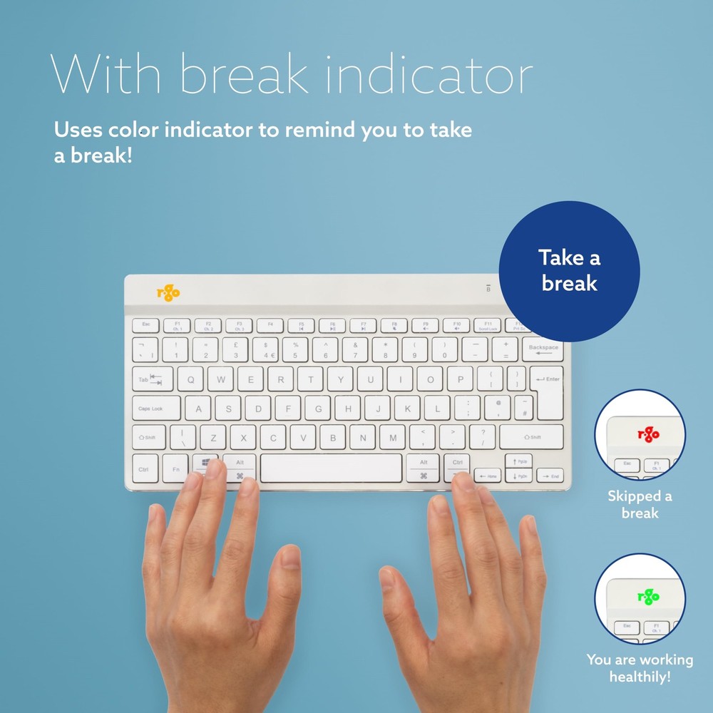 R-GO COMPACT BREAK KEYBOARD, QWERTY (US), BLUETOOTH, WHITE