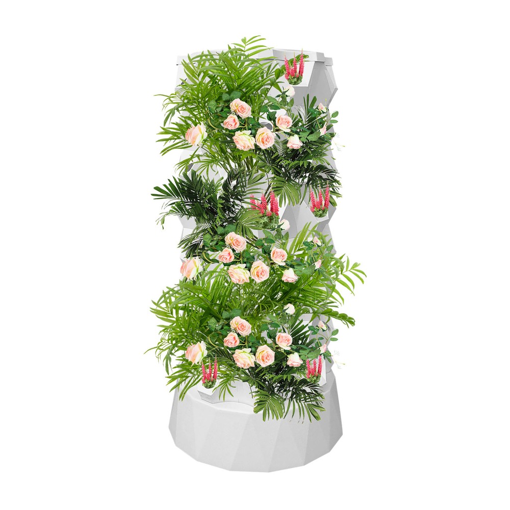 Vertical Hydroponic Tower Garden Growing System 64 Slots W/ Water Pump