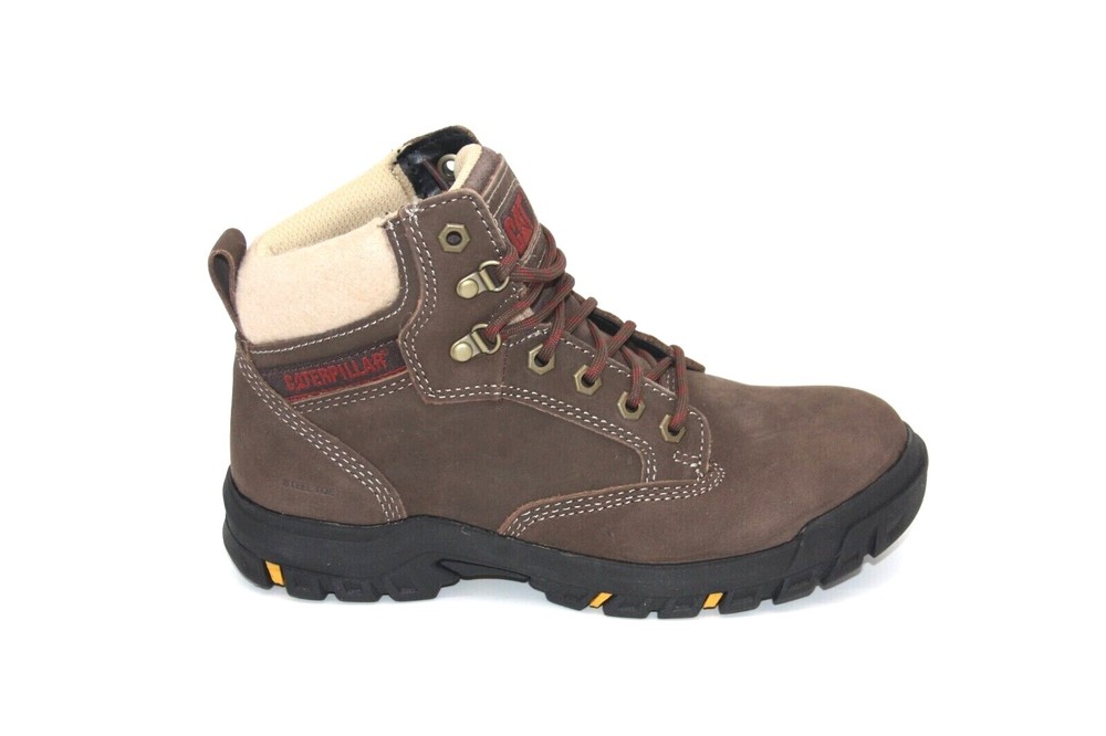 Women's Caterpillar Steel Toe Work Boot P91007 CHOCOLATE