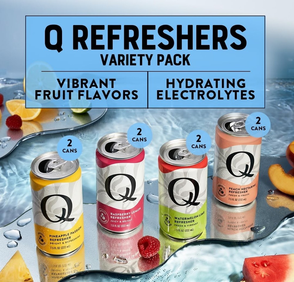 Delicious 8-Pack Q Refreshers – Sparkling Hydration with Electrolytes & Flavor