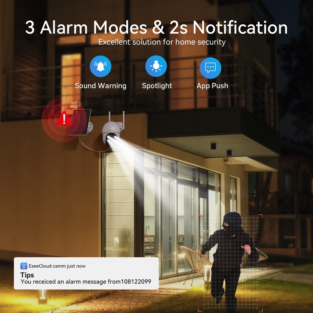 Solar Wireless Security Camera IP System WIFI NVR Monitor for Home Security