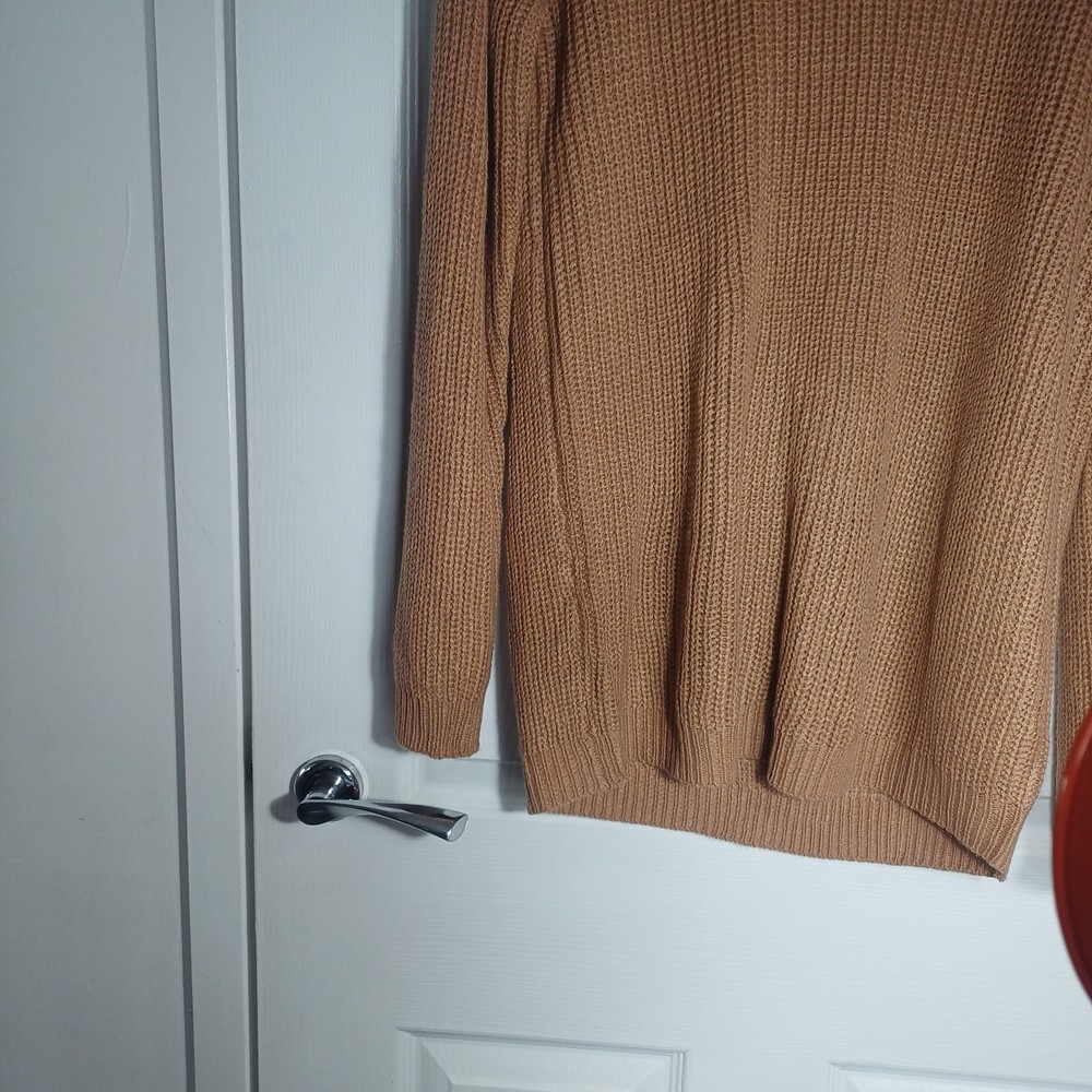 L BNWT NASTY GAL Oversized Open Back Knit Sweater Jumper Pullover Dusky Pink Tan