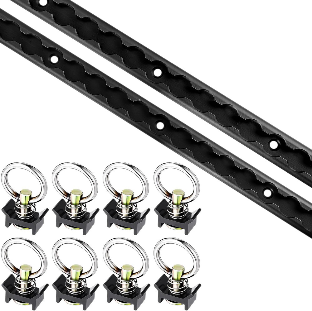 L Track Tie down System, Includes 2 Pack 4Ft Black Anodized Aluminum L-Track and