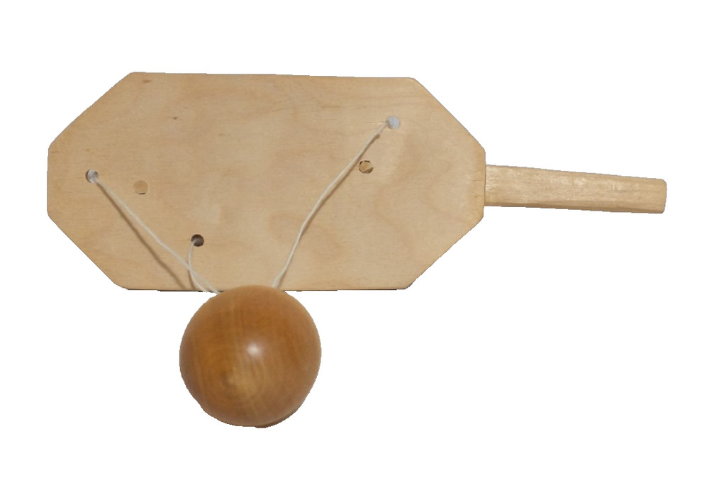 Vintage - Hand Carved Wood Toy - Pull String Action - Rabbit & Bear Making Music