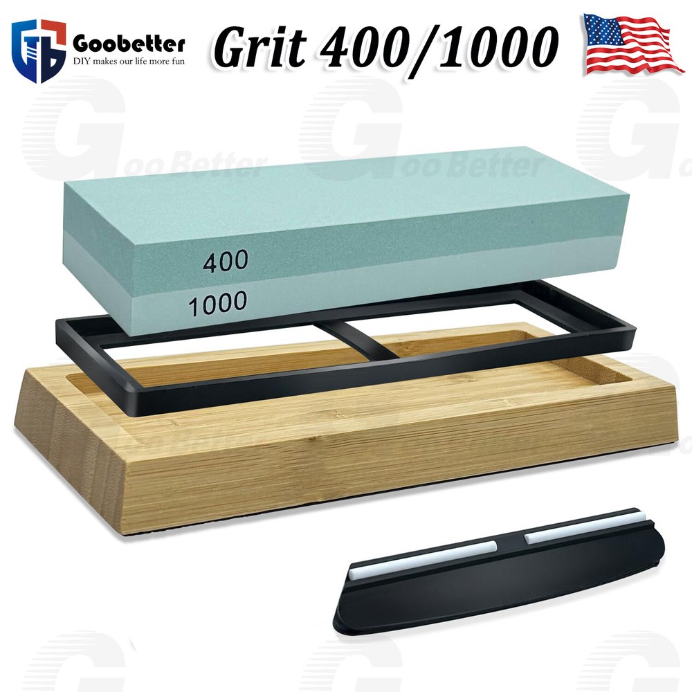 Knife Sharpening Stone Includes 2 Side Grit 400/1000 Whetstone for Kitchen Knive