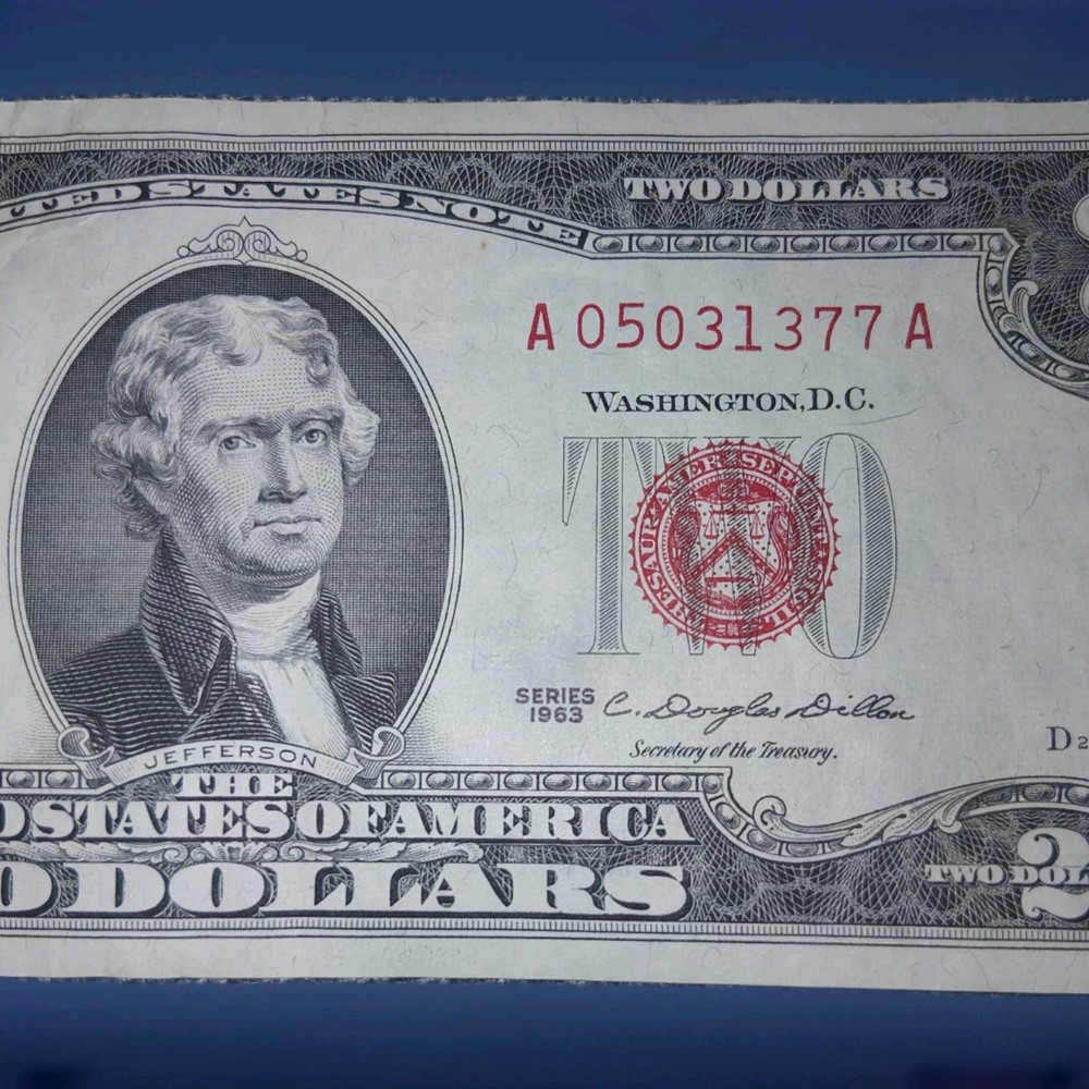1963 $2 DOLLER RED BANK NOTE VF