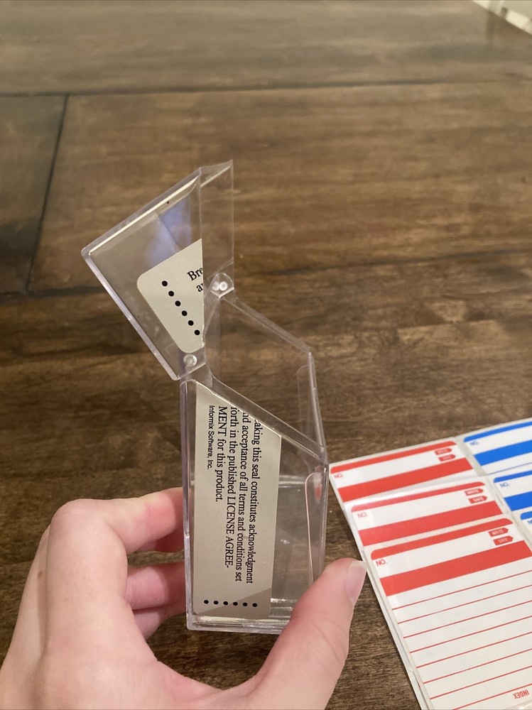 Vintage Clear Plastic Portable Floppy Disk Holder Case And Labels