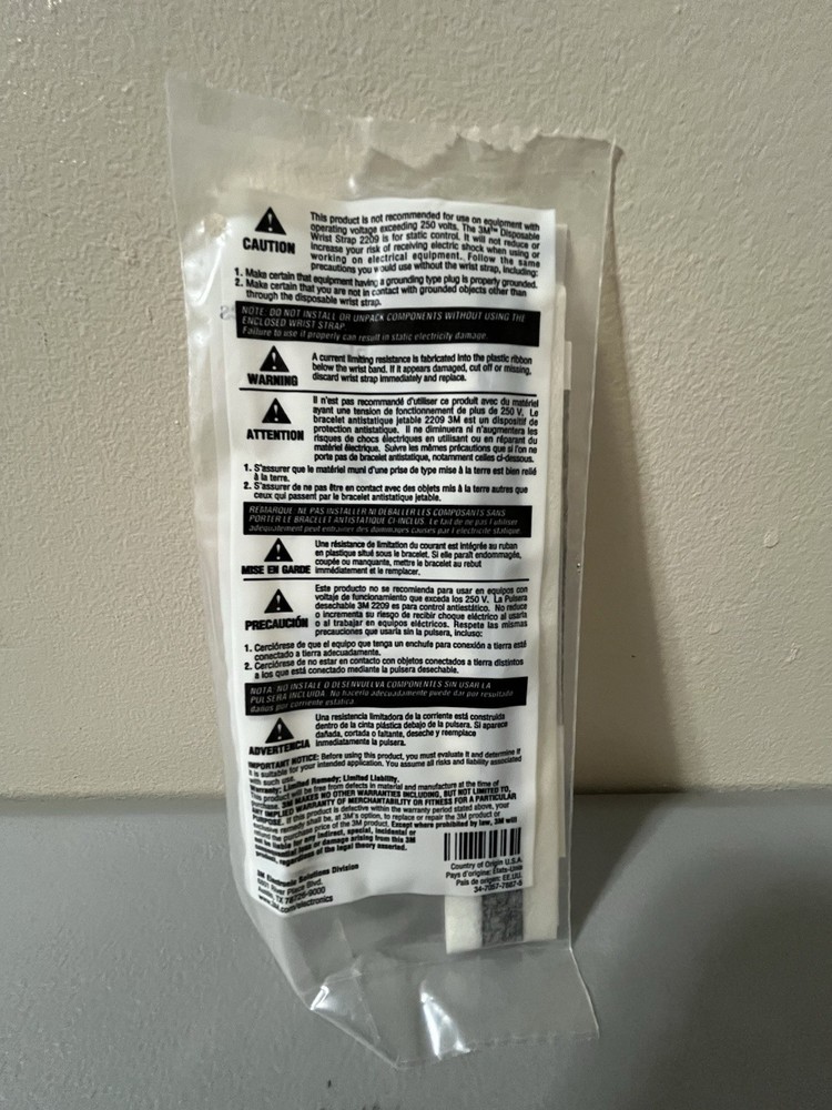 3M Disposable Wrist Strap 2209 New A3