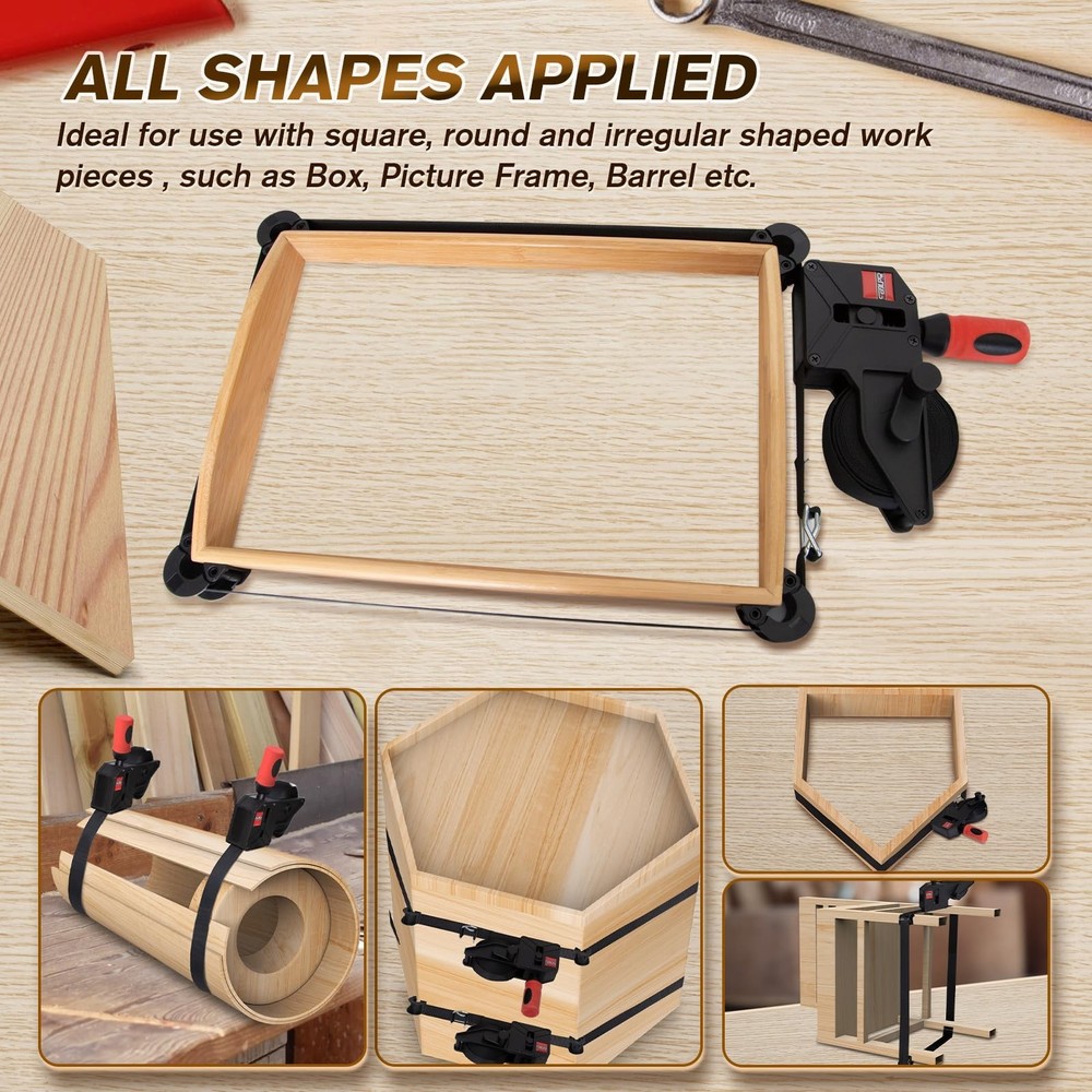 Strap Clamp, 23 ft Variable Angle Band Clamp for Woodworking, Picture Frame, ...