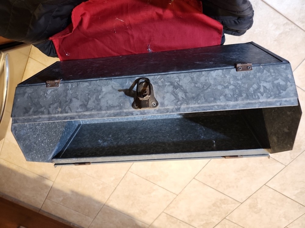 Vintage Gable Top Galvanized Sheet Metal Tool Box. Handmade