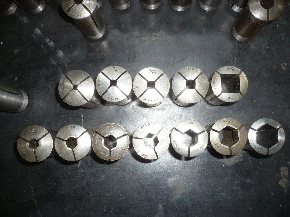 5C collets, (48) round, square, hex, mostly Hardinge