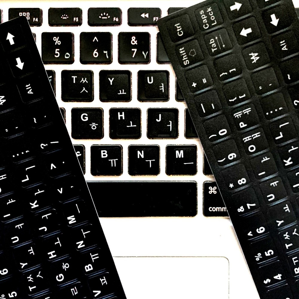 2PCS Korean keyboard stickers Waterproof Replacement Computer Laptop White