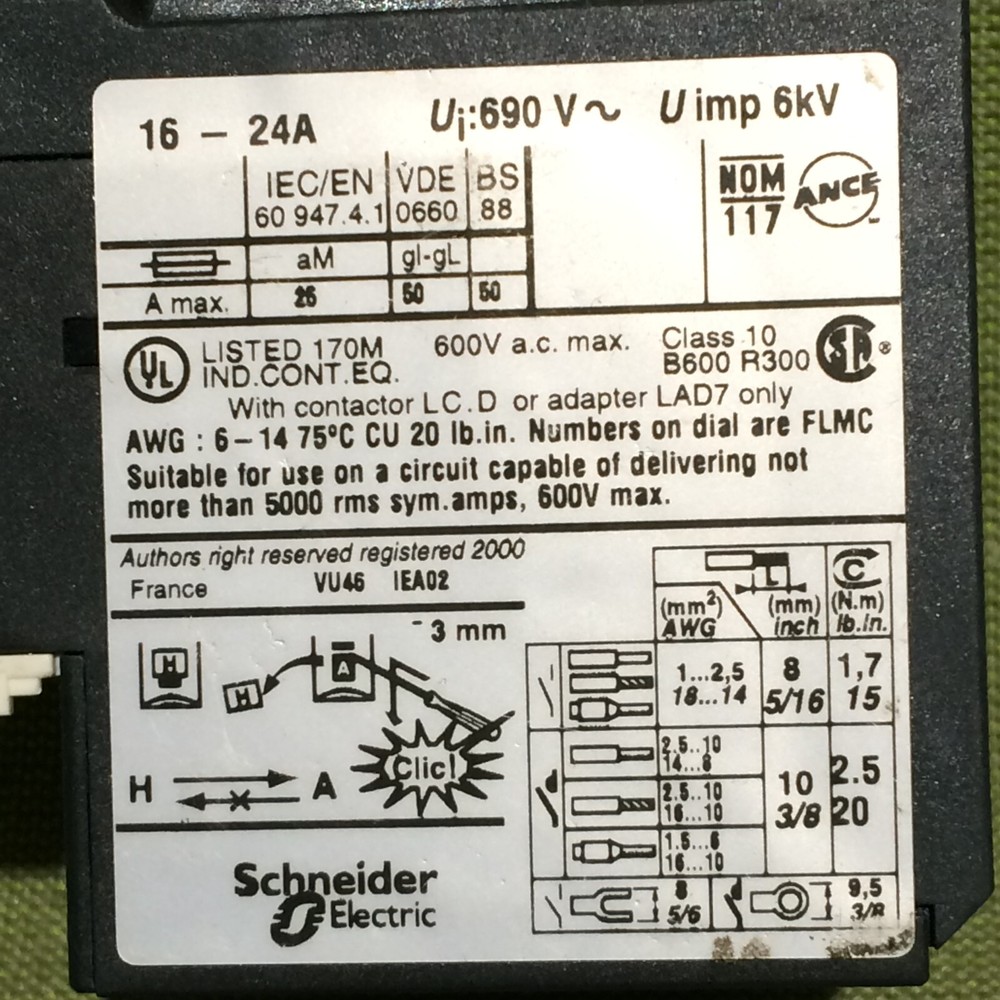 SQUARE D Telemecanique LR3D226 Overload Relay Switch