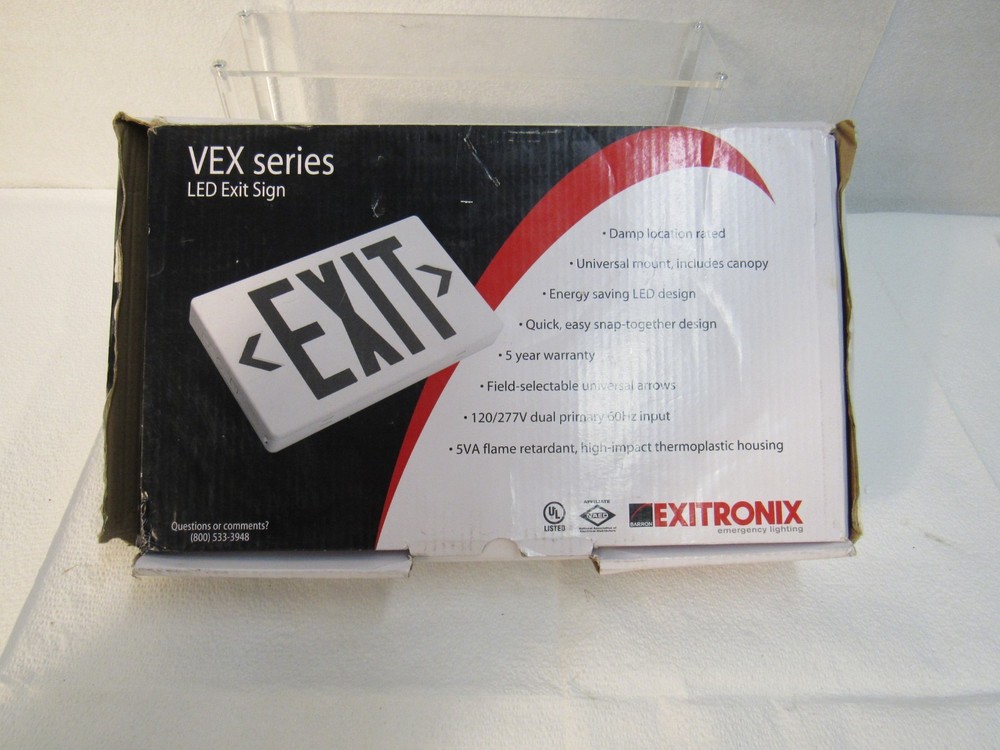 Exitronix emergency lighting Thermo Plastic LED EXIT SIGN VEX Series
