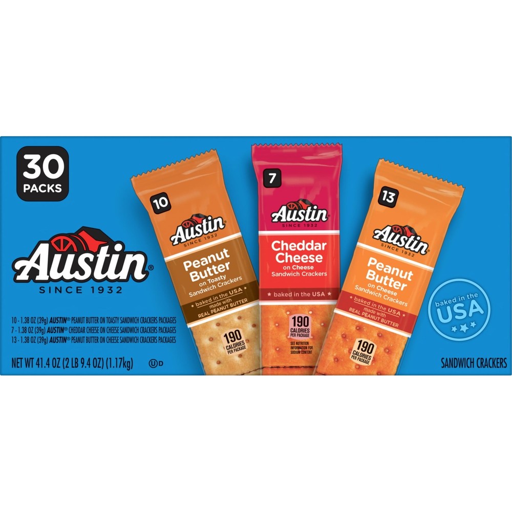 Variety Pack Sandwich Crackers Single Serve Snack Crackers 30 Count