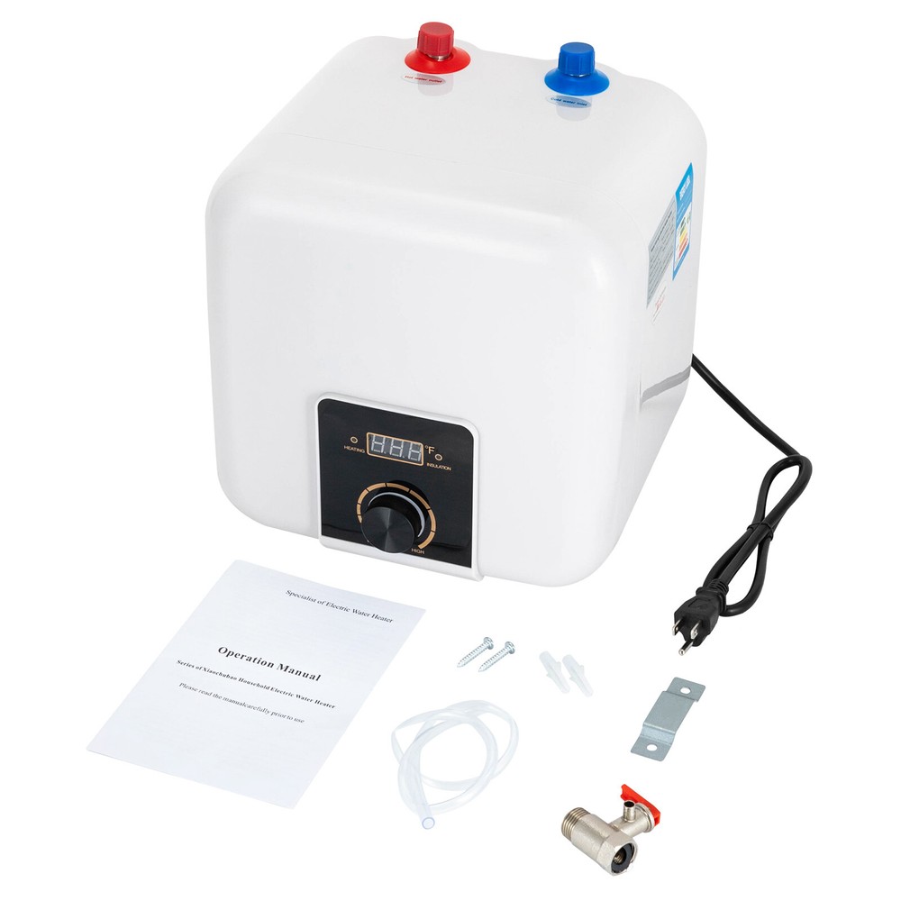 8L/2.11 Gallon Electric Water Heater Square Water Heater Wall Mounted 1500W