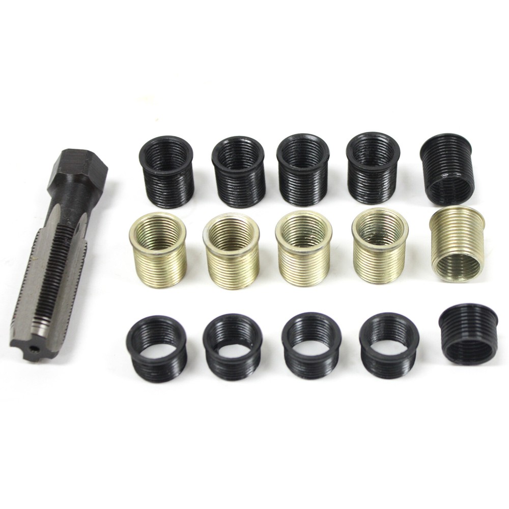 16pc Spark Plug Thread Repair Rethreading Tool Kit M16 Threaded Coil Insert